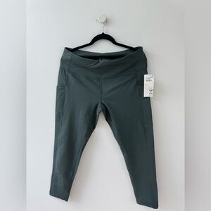 Zella Green Leggings with Wide Waistband and Tapered Legs